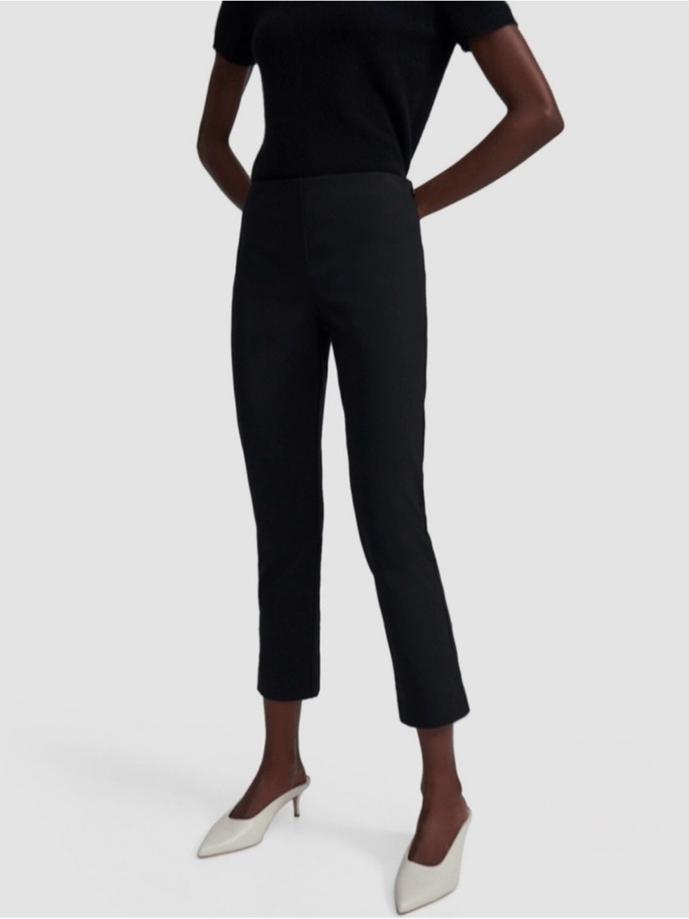 THEORY Black Eco New Bistretch Skinny Cropped Ankle Cotton Legging Pants
